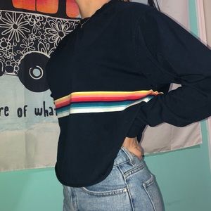 Brandy Melville navy tee w/ multicolor stripes